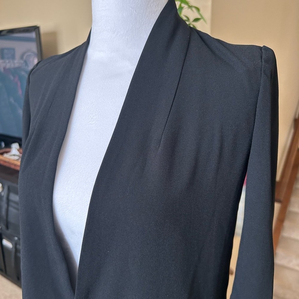 Babaton Black Open front Jacket with Rouched Sleeves